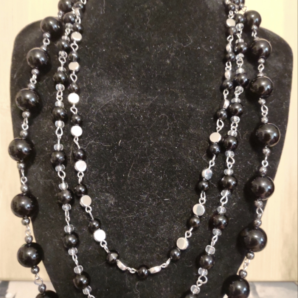 3 Tiered Black Onyx Necklace